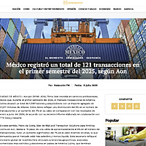 M�xico registr� un total de 121 transacciones en el primer semestre del 2025, seg�n Aon